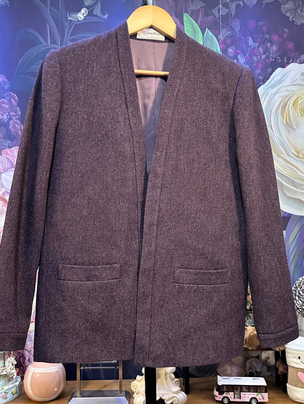 Vintage Evan-Picone 12 ILGWU Union Tag Purple Minimalist Women's Blazer Jacket